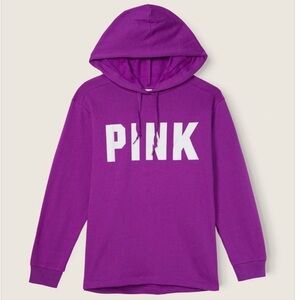 NEW PINK Victoria's Secret Spell Out Hoodie Purple White Oversized Medium